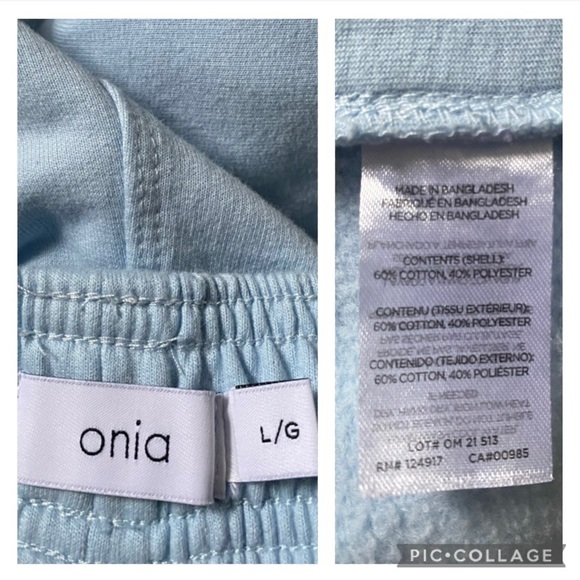 Onia French Terry Drawstring Shorts Sky Blue Premium Cotton Blend Sweat Shorts - Picture 6 of 8